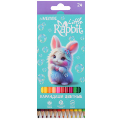 Карандаши цветные, 24 цвета, дерево, 2М, шестигранный, Little Rabbit, deVENTE, 5024619