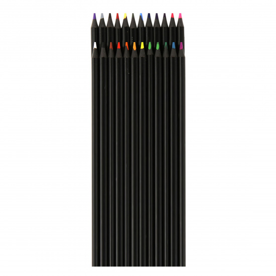 Карандаши цветные 24 цвета, пластик черный, трехгранный Juicy Black deVENTE 5024119