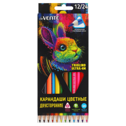 Карандаши цветные, 24 цвета, дерево, трехгранный, Triolino Ultra, deVENTE, 5024410