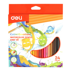 Карандаши цветные 24 цвета, дерево, трехгранный Color Emotion Deli EC00720
