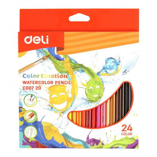 Карандаши цветные 24цв Deli Color Emotion трехгранные EC00720 европодвес картонная коробка