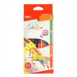 Карандаши 24цв Deli ColoRun двустор трехгран EC00520 европодв к/к