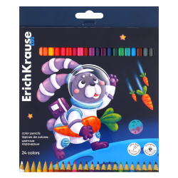 Карандаши цветные 24 цвета, дерево, трехгранный Kids Space Animals Erich Krause 61788