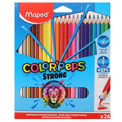 Карандаши цветные 24 цвета, пластик, трехгранный Strong Maped 862724