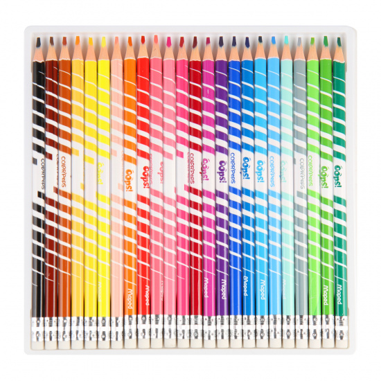 Карандаши цветные 24 цвета, пластик, трехгранный, с ластиком Oops Maped 832824