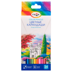 Карандаши цветные, 24 цвета, дерево, шестигранный, Классические, Гамма, CP24_112025