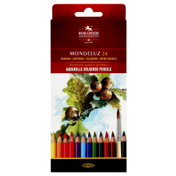 Карандаши цветные акварельные 24 цвета, дерево, шестигранный, картонная коробка Mondeluz Koh-i-noor 3718/24