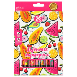 Карандаши цветные 36цв КОКОС ERGO First Juicy Fruits трехгранные 215638 европодвес картонная коробка