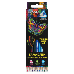 Карандаши цветные, 36 цветов, дерево, трехгранный, Triolino Ultra 4М, deVENTE, 5025500