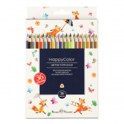 Карандаши 36цв HappyColor трехгран 30-0058 ассорти европодв к/к