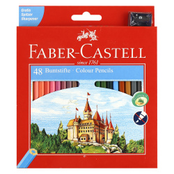 Карандаши цветные 48 цветов, дерево, шестигранный, точилка Замок Faber-Castell 120148