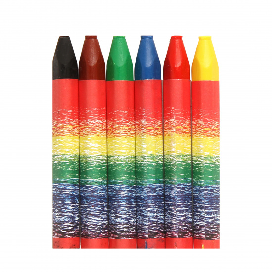 Мелки восковые 6 цветов, d-12 мм, трехгранный, на масляной основе, картонная коробка, европодвес Луч 12С 870-08