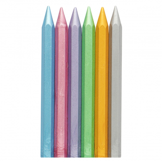 Карандаши восковые 6 цветов, d-7 мм, шестигранный, перламутровые, картонная коробка, европодвес Луч 12С 876-08