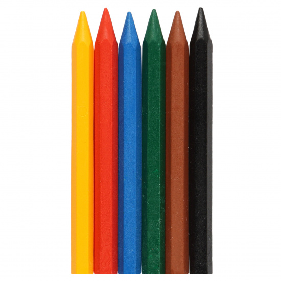 Карандаши восковые 6 цветов, d-7 мм, шестигранный, картонная коробка, европодвес Луч 12С 864-08