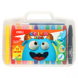 Мелки гелевые 12цв d-10мм Deli Color Kids акварельные EC20504 пл/уп