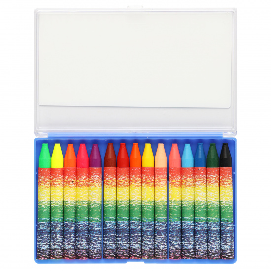 Карандаши восковые 15 цветов, d-9 мм, круглый, на масляной основе, пластиковая коробка Луч 30С 1930-08