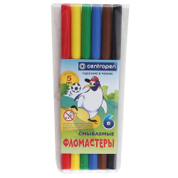Фломастеры 6цв Пингвины смыв C04204/7790/06-86 вент колп пласт/уп