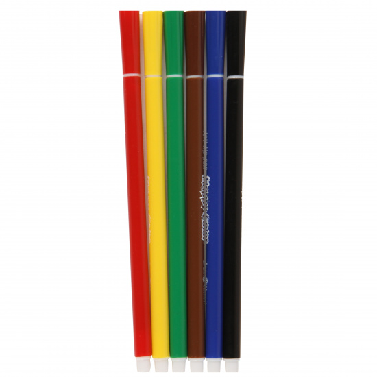 Фломастеры 6 цветов, корпус круглый, конический, смываемые, колпачок вентилируемый Happy Color BrunoVisconti 32-0024