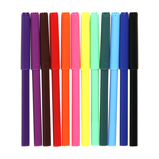 Фломастеры, 12 цветов, корпус круглый, конический, смываемые, колпачок вентилируемый, NekoGirl, Attomex, 5081537