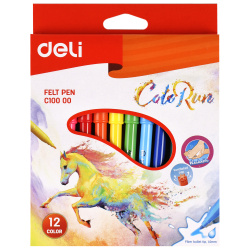 Фломастеры 12цв Deli ColoRun смыв EC10000 вент колп европодв к/к