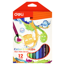 Фломастеры 12цв Deli Color Emotion смыв EC10100 вент колп европодв к/к