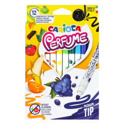 Фломастеры 12 цветов, корпус круглый, конический, смываемые, колпачок вентилируемый Perfume Carioca 42672