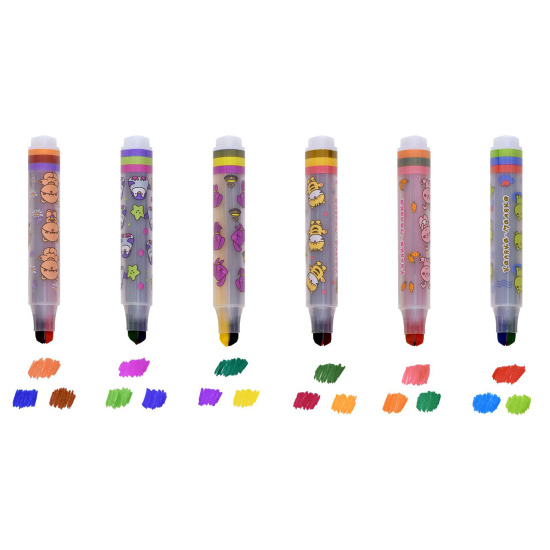 Фломастеры 18 цветов, корпус трехгранный, утолщенные, трехцветный, смываемые, колпачок вентилируемый Каляка-Маляка ФТГРКМ06