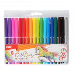 Фломастеры 18цв Deli ColoRun смыв EC10013 вент колп европодв пласт/уп
