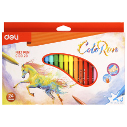Фломастеры 24цв Deli ColoRun смыв EC10020 вент колп европодв к/к