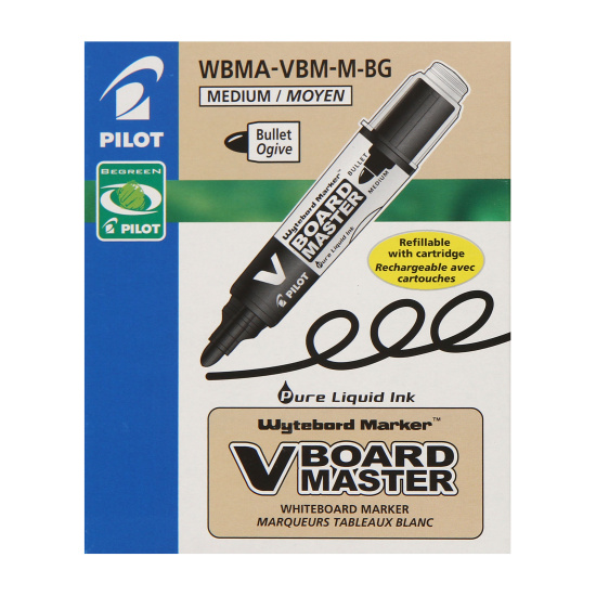 Маркер для доски пулевидный, 2-5 мм, стираемые, цвет зеленый, упаковка картонная коробка V-Board Master Pilot WBMA-VBM-M (G)
