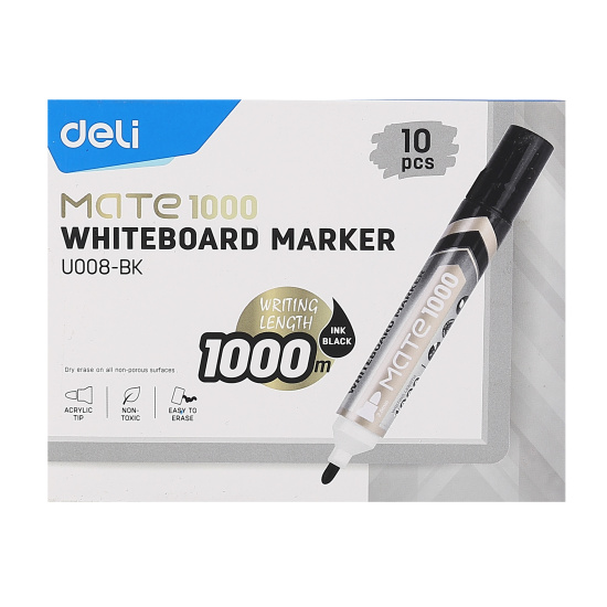Маркер для доски пулевидный, 2,0 мм, цвет черный, упаковка картонная коробка Mate Deli EU008-BK