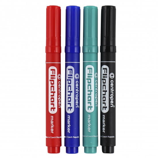 Набор маркеров для доски 4 шт, пулевидный, 2,5 мм, 4 цвета, упаковка пластиковая коробка, европодвес Centropen 8550/04