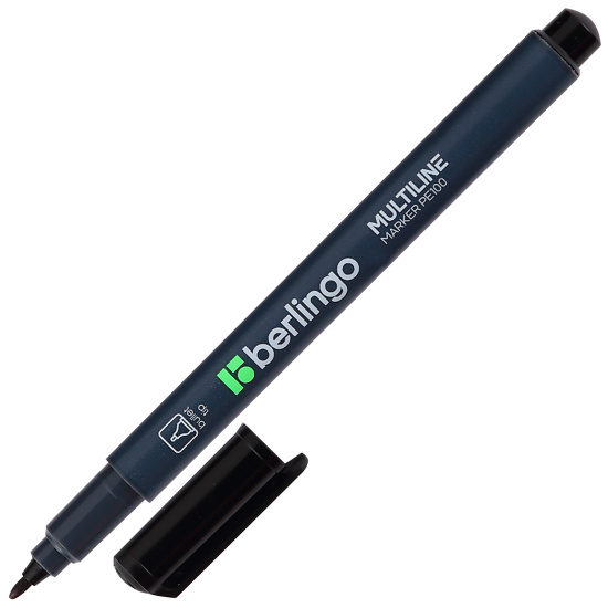 Маркер перманентный, пулевидный, 1 мм, цвет черный, картонная коробка, Multiline PE100, Berlingo, PM6324
