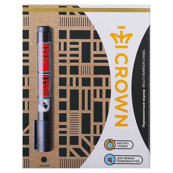 Маркер перманентный скошенный, 1,0-5,0 мм, цвет черный, картонная коробка Crown CPM-800CH