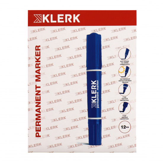 Маркер перманентный круглый, скошенный, 2,0-6,0 мм, двусторонний, цвет синий Basic KLERK 200745-2