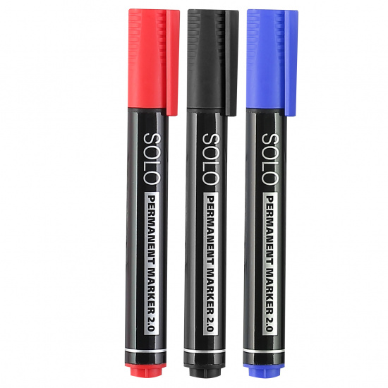 Набор маркеров перманентных 3 шт, 2,0 мм, пулевидный, 3 цвета Solo Hatber PM_066138