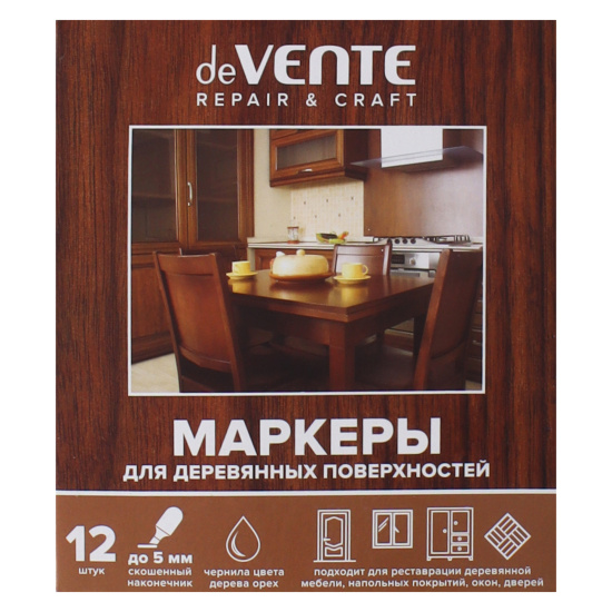 Маркер-краска, скошенный, 2-5 мм, корпус круглый, цвет орех, Repair&Craft, deVENTE, 5044408