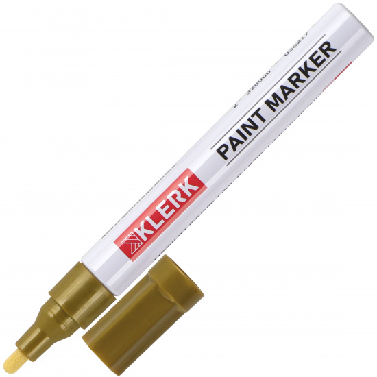 Маркер-краска пулевидный, лаковый, 2,0-4,0 мм, корпус алюминиевый, цвет золото KLERK 170409