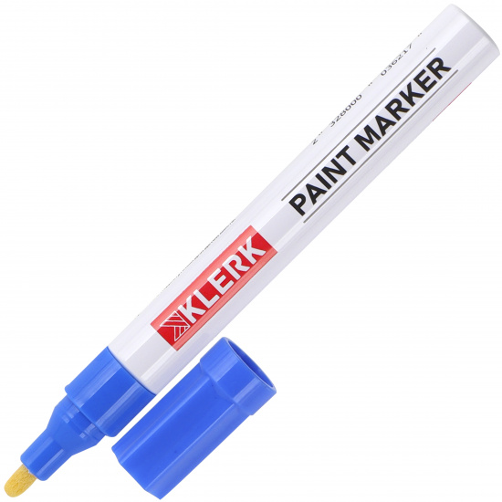 Маркер-краска пулевидный, лаковый, 2,0-4,0 мм, корпус алюминиевый, цвет синий KLERK 170410