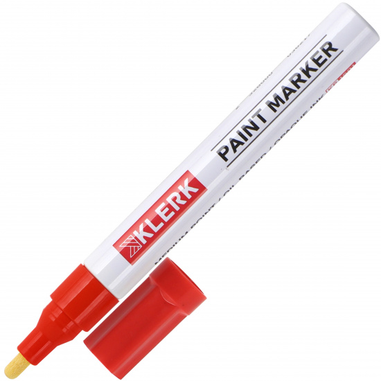 Маркер-краска пулевидный, лаковый, 2,0-4,0 мм, корпус алюминиевый, цвет красный KLERK 170411