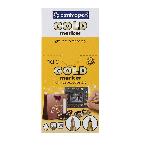 Маркер перманентный пулевидный, 1 мм, цвет золото Centropen Gold 2670/1G