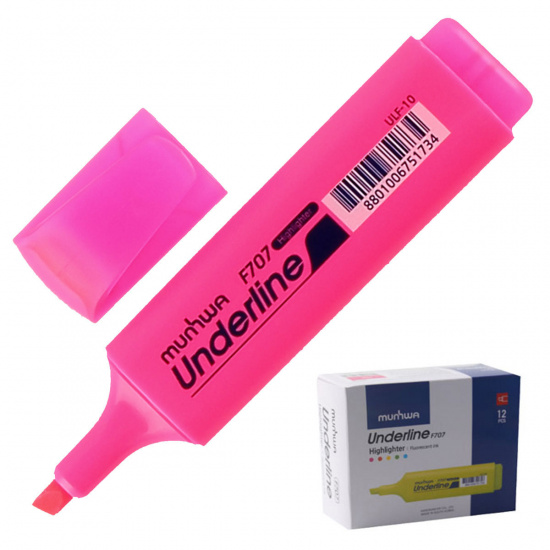 Текстовыделитель 1,0-5,0 мм, скошенный, цвет розовый MunHwa ULF-10