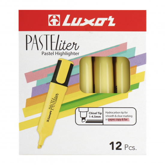 Текстовыделитель 1,0-5,0 мм, скошенный, цвет желтый Pasteliter Luxor 4021P