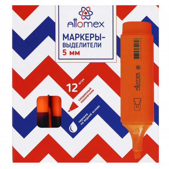 Текстовыделитель 1,0-5,0 мм, скошенный, цвет оранжевый Attomex 5045802