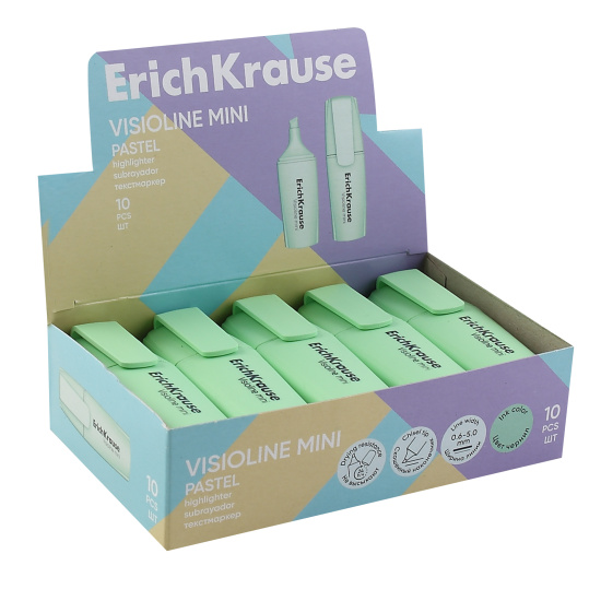 Текстовыделитель 0,6-5,0 мм, скошенный, цвет зеленый Pastel Visioline Mini Erich Krause 60800