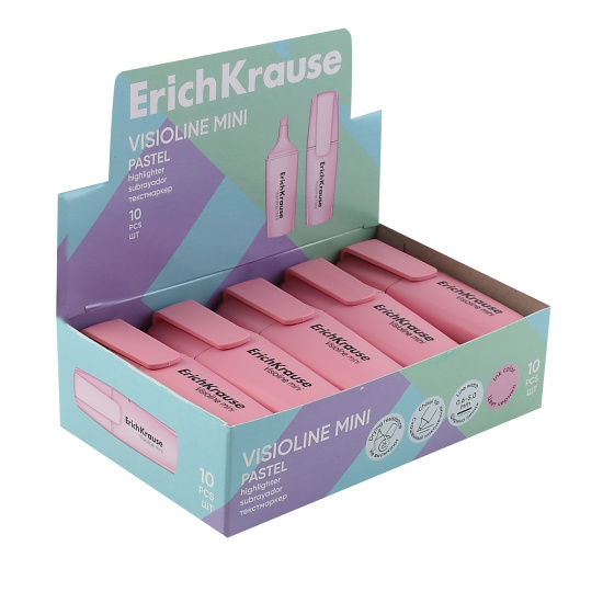 Текстовыделитель 0,6-5,0 мм, скошенный, цвет розовый Pastel Visioline Mini Erich Krause 60801