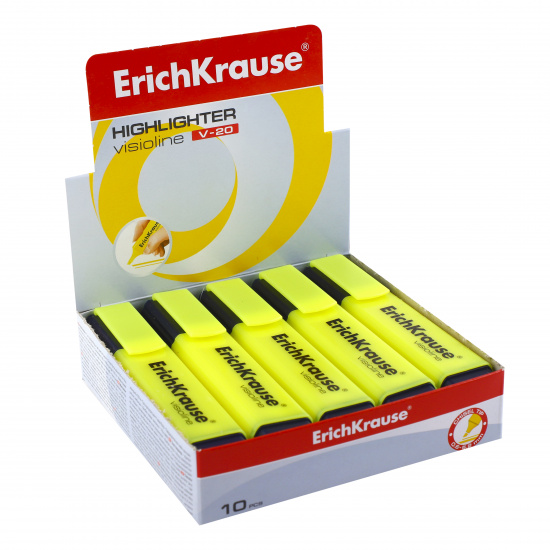Текстовыделитель 0,6-5,2 мм, скошенный, цвет желтый Erich Krause 30940