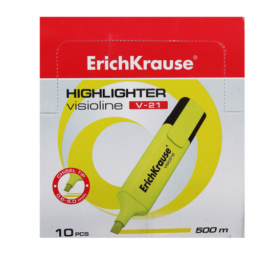 Текстовыделитель 0,6-5,0 мм, скошенный, цвет желтый Erich Krause 56910
