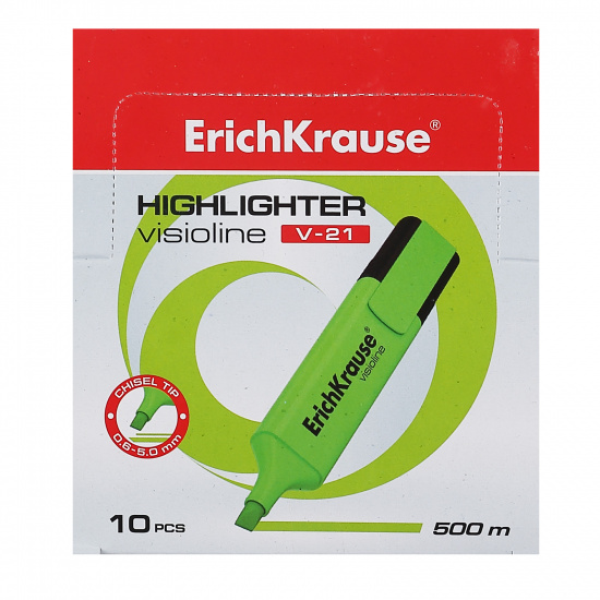 Текстовыделитель 0,6-5,0 мм, скошенный, цвет зеленый Erich Krause 56911