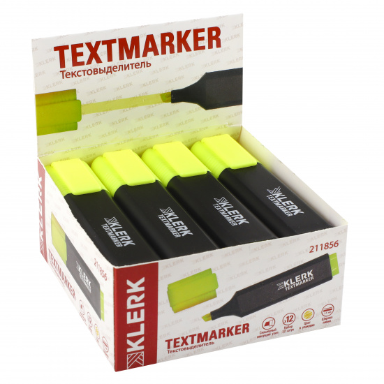 Текстовыделитель 1,0-5,0 мм, скошенный, цвет желтый Basic KLERK 211856